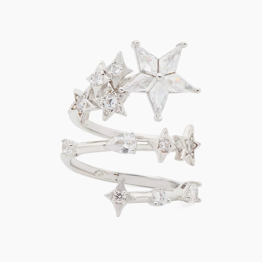 NWT Kate Spade Cosmos Silvertone & Cubic Zirconia Wrap Ring